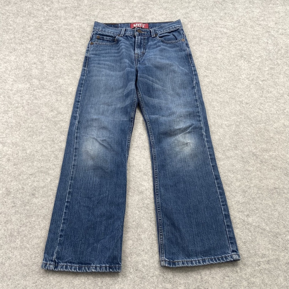 Levis 527 Jeans Teens 27x27 (27x26) Blue Med Wash Slim Bootcut Denim Pants